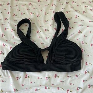 Black Ribbed Women's Bikini Top